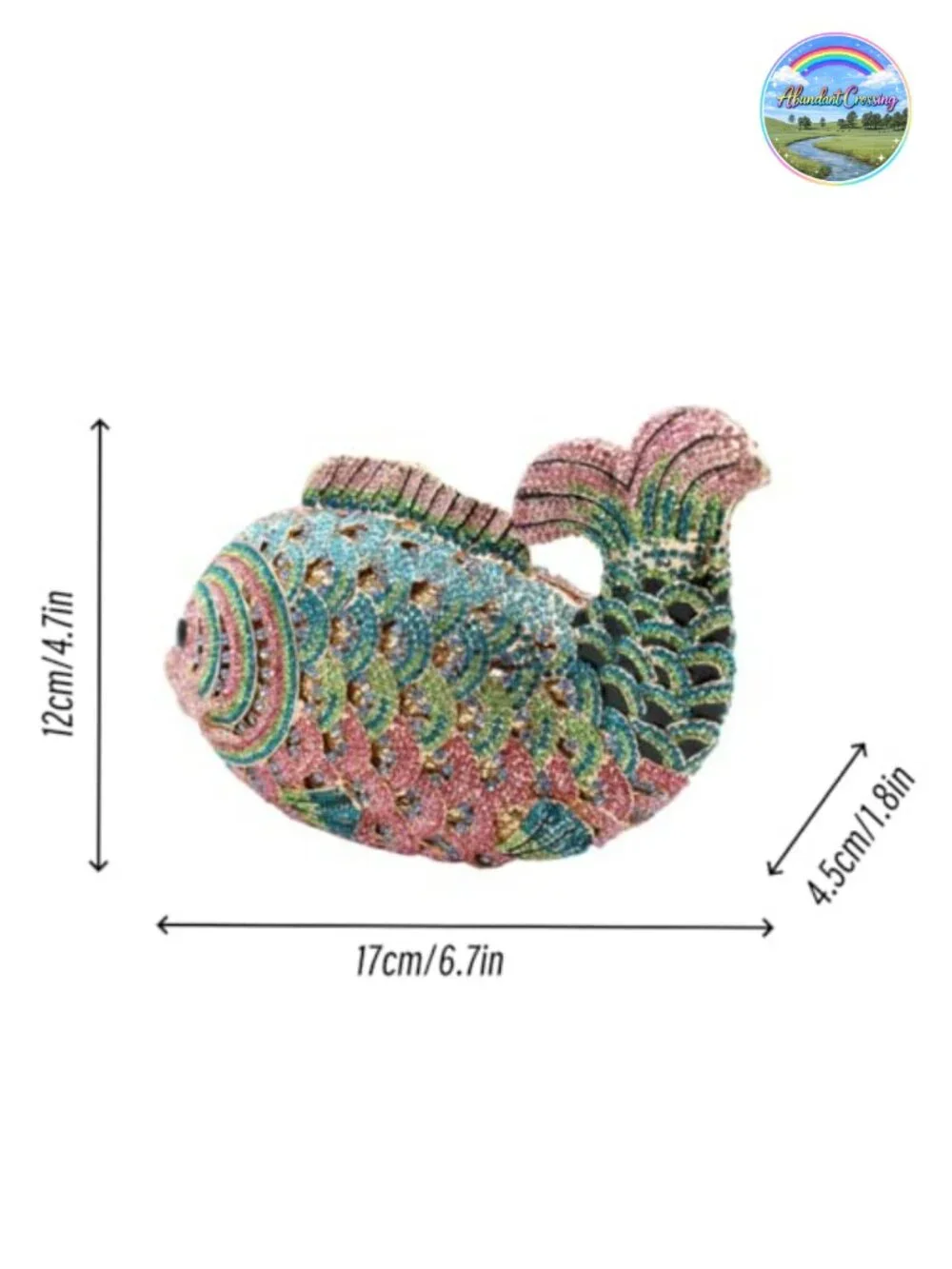 Luxury Rhinestone Fish Evening Clutch Bag Party Wedding Purse